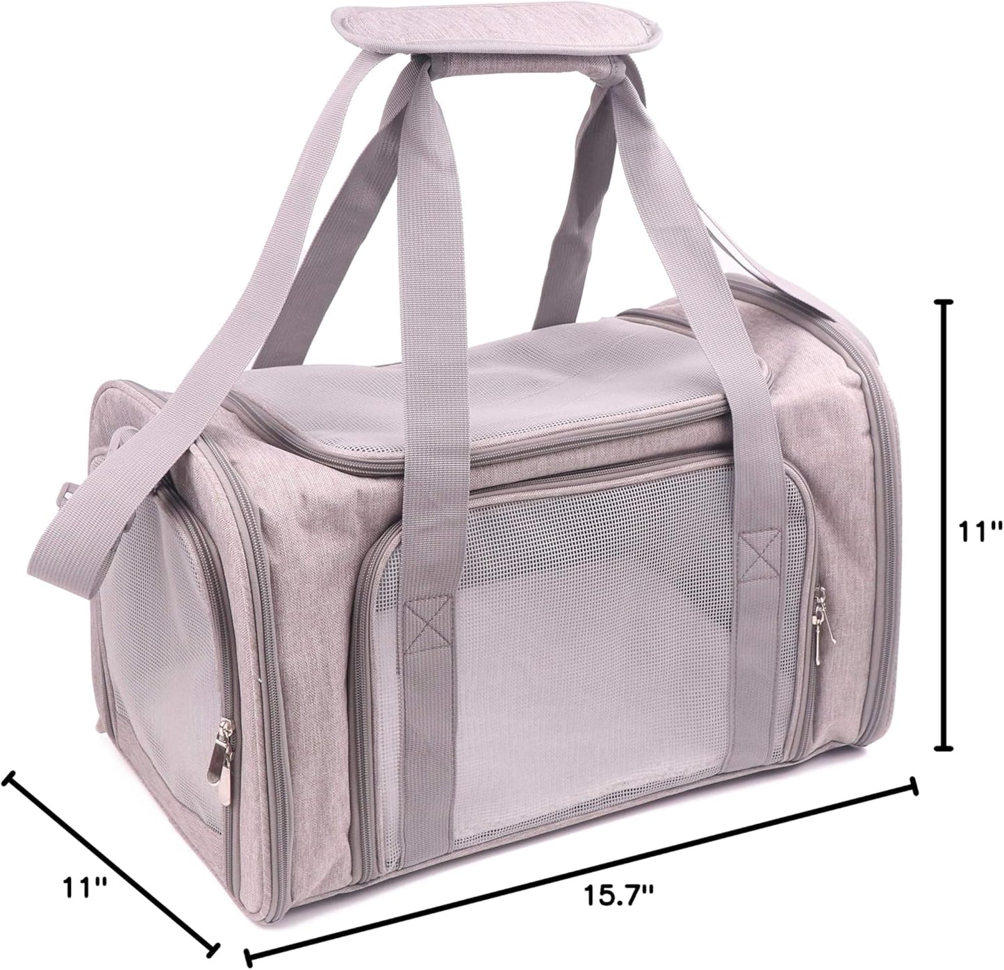 Pet Carrier Bag for Dog Cat,Portable Pet Bag Folding Fabric Pet Travel Carrier Pet Cage for Small Dog,Collapsible Puppy Messenger Pet Bags Airline Approved,Breathable & Durable,Grey Color