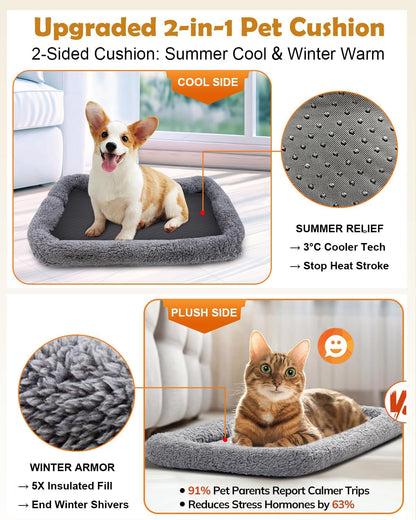 Cat Carrier - Cat Carrier Soft for Medium or Large Cats up to 20Lbs, with Dual-Sided Cushion, Secure Buckle and Foldable Bowl, Dog Carriers for Small Dogs - Pet Carrier (Dark Gray)