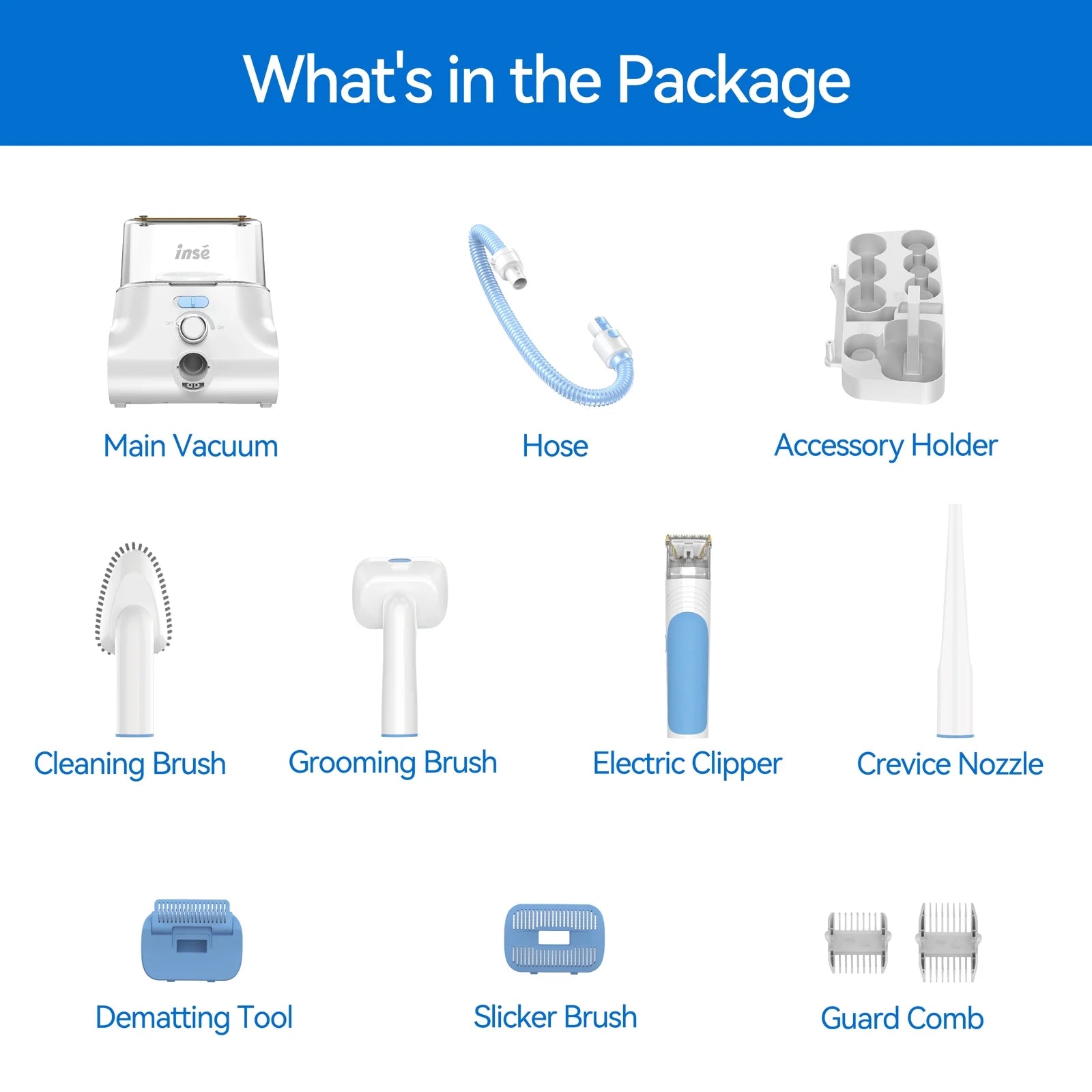 Grooming Vaccum, 4.5L Large Capacity Pet Grooming Kit & 5-In-1 Ultra-Low Noise Pet Grooming Vacu for Dog, Cat