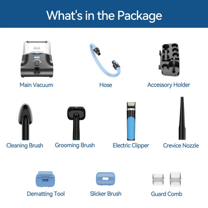 Grooming Vaccum, 4.5L Large Capacity Pet Grooming Kit & 5-In-1 Ultra-Low Noise Pet Grooming Vacu for Dog, Cat