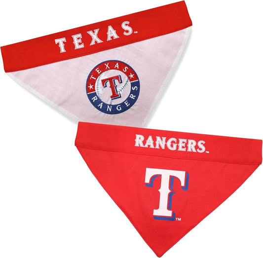 RAN-3217-L-XL MLB Dog Bandana - Texas Rangers Reversible Pet Bandana, Large/X-Large, MLB Team Color