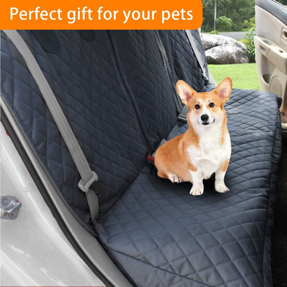 Honest Dog Car Seat Covers, Dog Seat Cover with Side Flap for Cars, Trucks, and Suv'S - Waterproof & Nonslip Pet Seat Cover for Backseat