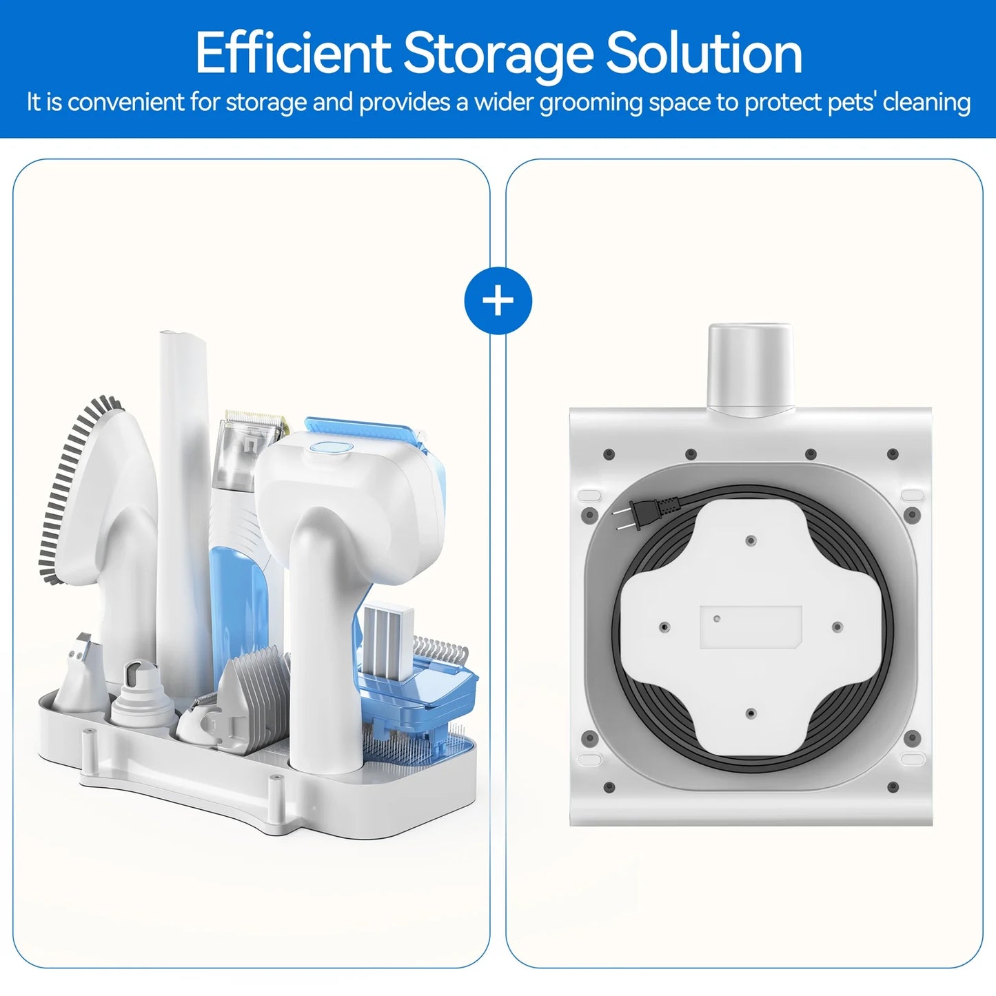 Grooming Vaccum, 4.5L Large Capacity Pet Grooming Kit & 5-In-1 Ultra-Low Noise Pet Grooming Vacu for Dog, Cat