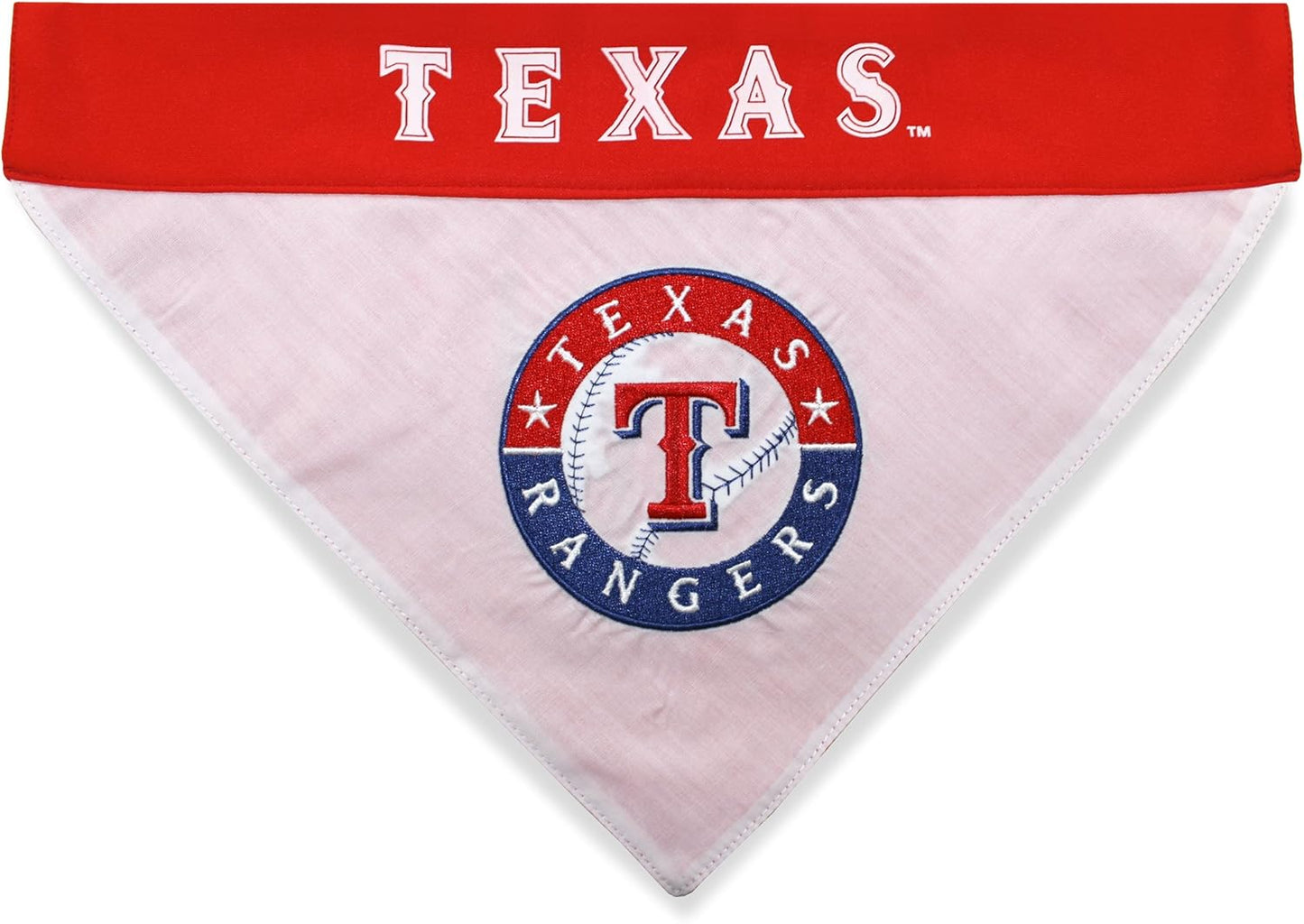 RAN-3217-L-XL MLB Dog Bandana - Texas Rangers Reversible Pet Bandana, Large/X-Large, MLB Team Color