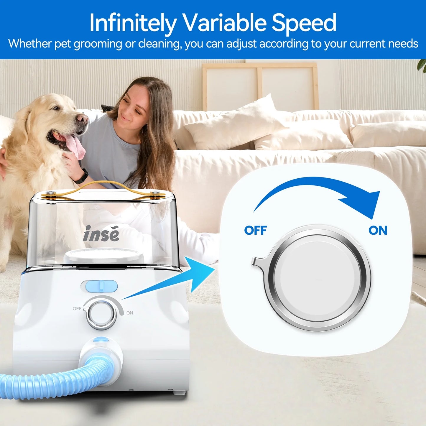 Grooming Vaccum, 4.5L Large Capacity Pet Grooming Kit & 5-In-1 Ultra-Low Noise Pet Grooming Vacu for Dog, Cat