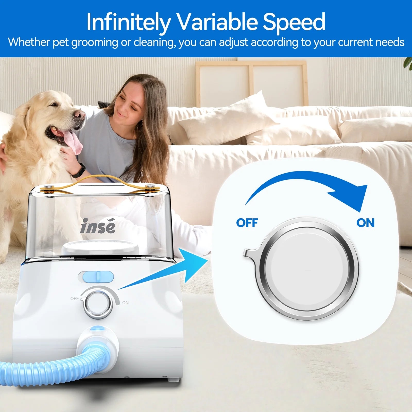 Grooming Vaccum, 4.5L Large Capacity Pet Grooming Kit & 5-In-1 Ultra-Low Noise Pet Grooming Vacu for Dog, Cat