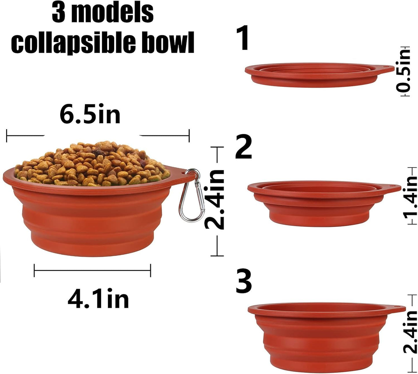 2Pack Collapsible Dog Bowl,Integrated Molding Travel Bowl No Plastic Rim Pet Feeding Bowls for Walking Traveling Outdoors,600Ml (Brown+Grey)