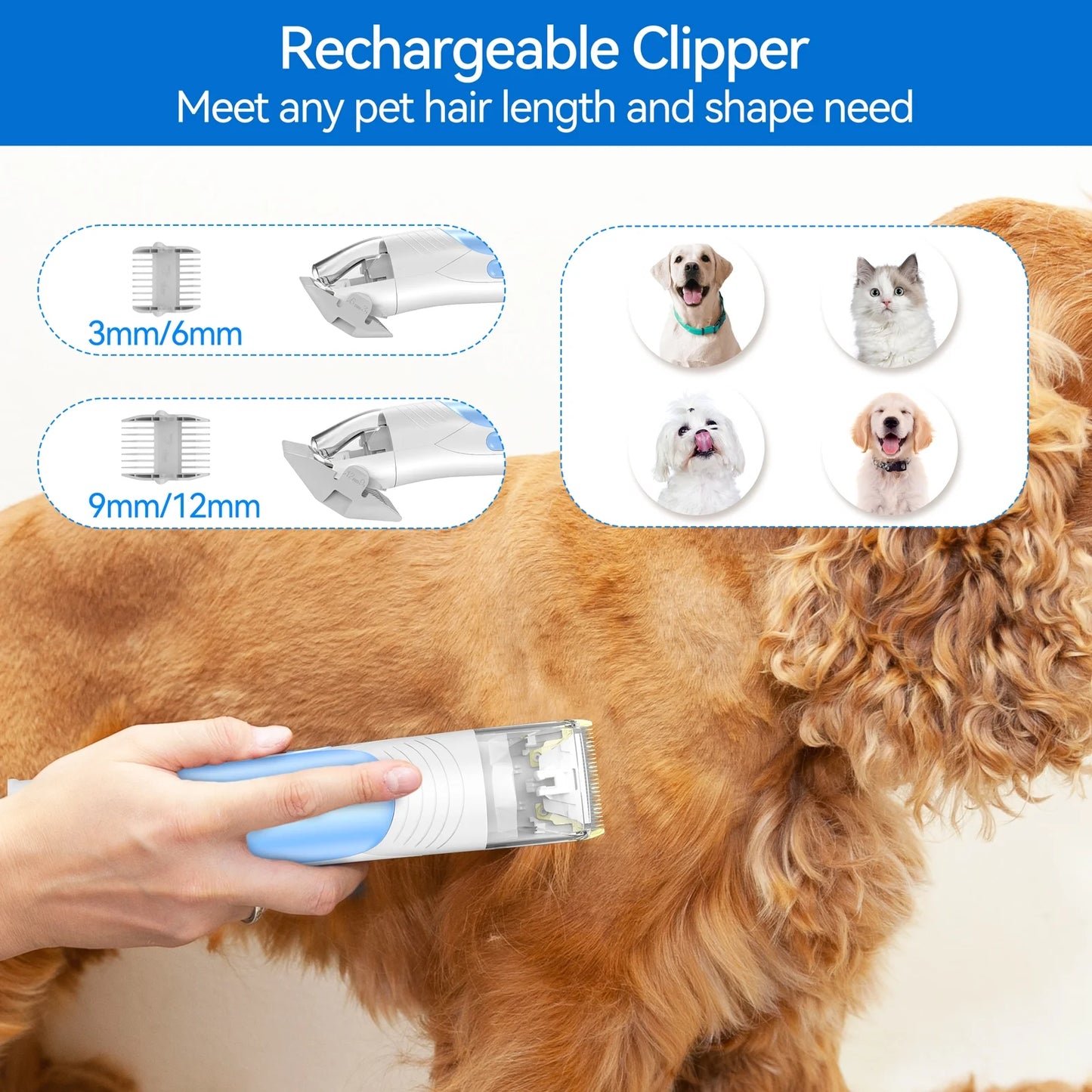 Grooming Vaccum, 4.5L Large Capacity Pet Grooming Kit & 5-In-1 Ultra-Low Noise Pet Grooming Vacu for Dog, Cat