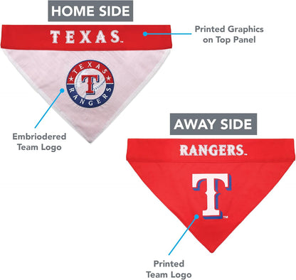 RAN-3217-L-XL MLB Dog Bandana - Texas Rangers Reversible Pet Bandana, Large/X-Large, MLB Team Color